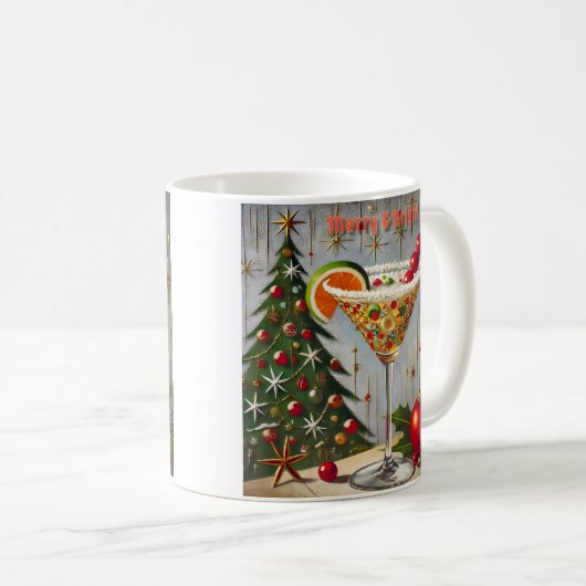 Mug Retro les années 50 Merry Bright Christmas Candy C (Devant droit)