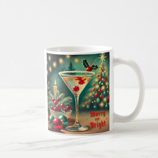 Mug Retro les années 50 Merry Bright Christmas Cocktai (Droite)