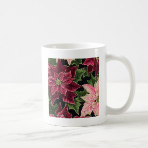 Mug Rétro les années 50 Poinsettia Bourgogne rose