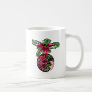 Mug Retro les années 50 Poinsettia Ornement Bourgogne