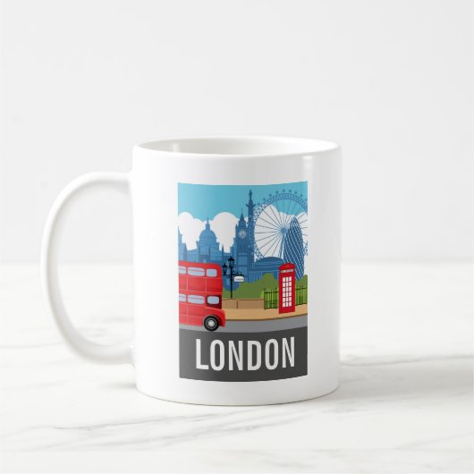 Mug Retro London Tea Iconic Landmarks (Gauche)