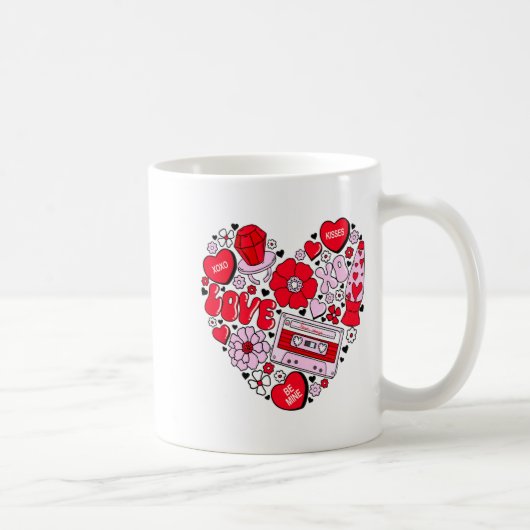 Mug Retro Love Valentines Day Xoxo Conversation Hearts (Droite)