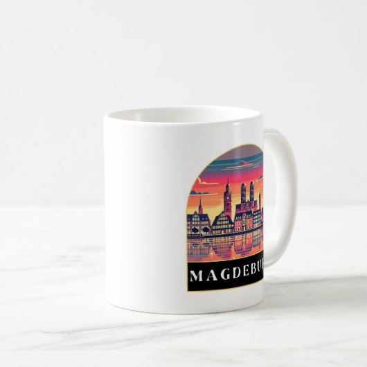 Mug Retro Magdeburg Skyline (Devant droit)