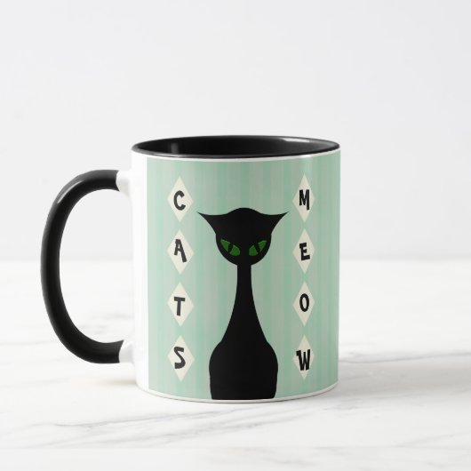 Mug Rétro Meow de chats Mi-Siècle-Moderne (Gauche)