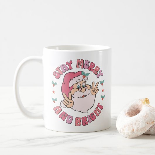 Mug Retro Merry & Bright Santa (Avec donut)