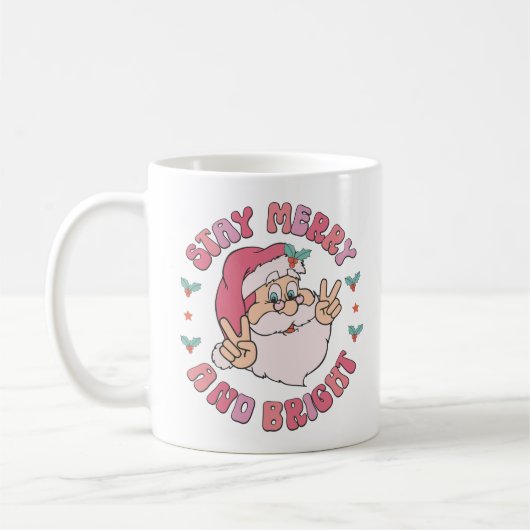 Mug Retro Merry & Bright Santa (Gauche)