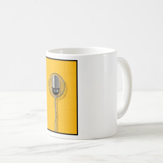 Mug Retro Microphone on Bold Yellow (Devant droit)