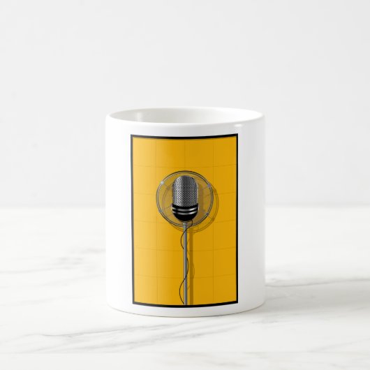 Mug Retro Microphone on Bold Yellow (Centre)