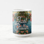 Mug Retro mignon flamant rose paradis tropical (Centre)
