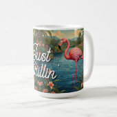 Mug Retro mignon flamant rose paradis tropical (Devant droit)