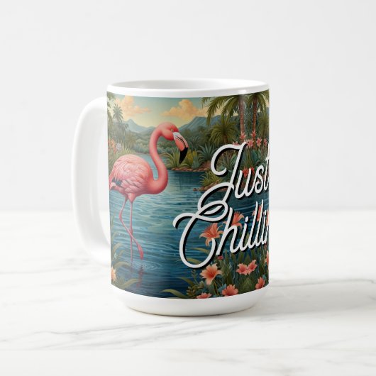 Mug Retro mignon flamant rose paradis tropical (Devant gauche)