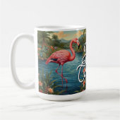 Mug Retro mignon flamant rose paradis tropical (Gauche)