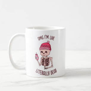 Mug Retro mignonne Halloween Squelette" Je suis mort"