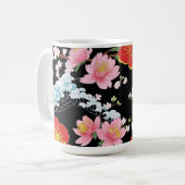 Mug Retro Modern Seigaiha Sakura Flowers Japan party (Devant gauche)