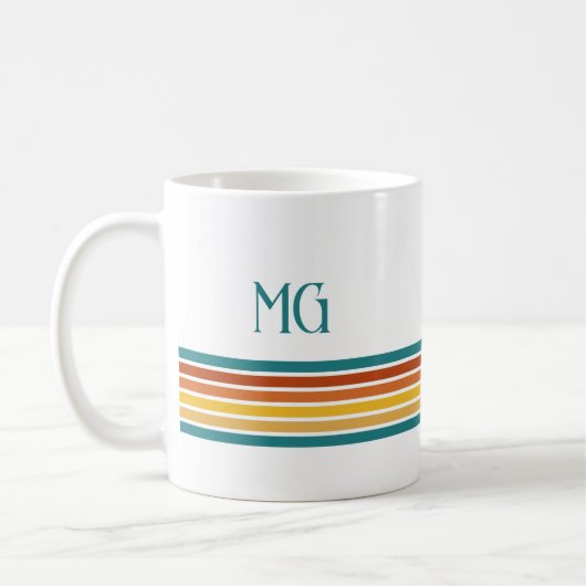 Mug Retro Monogrammed Minimalist Stripes (Gauche)
