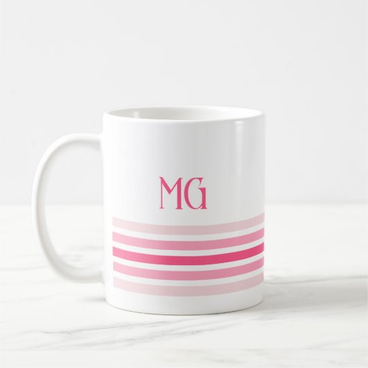 Mug Retro Monogrammed Minimalist Stripes (Gauche)