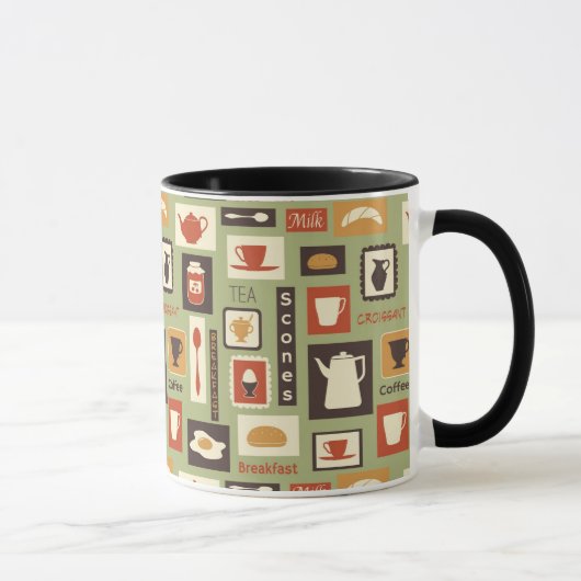 Mug Rétro motif avec des plats de cuisine pour le (Droite)