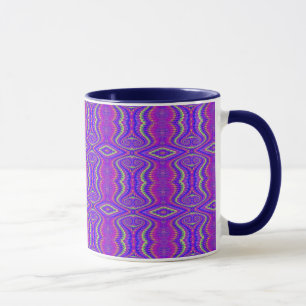Mug Rétro motif de fractale des années 60 pourpres