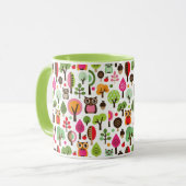 Mug rétro motif de hibou d'arbre rose de feuille (Devant gauche)