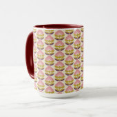Mug Rétro motif floral rose et pourpre (Devant gauche)