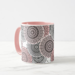 Mug Rétro, motif rétro, bleu et rose, élégant