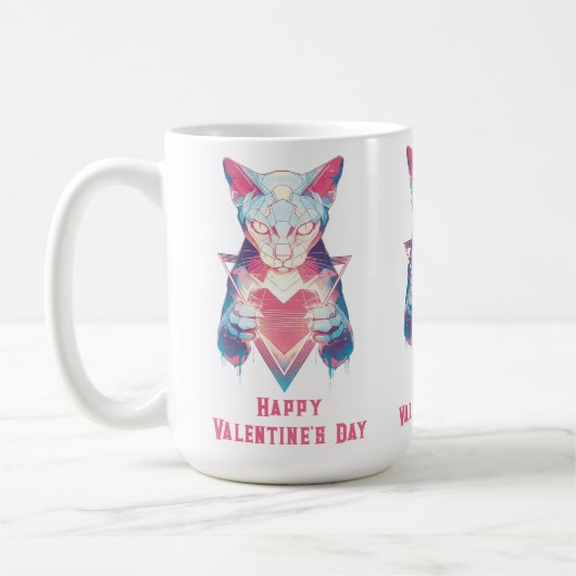 Mug Rétro Néon Chat Saint-Valentin (Gauche)