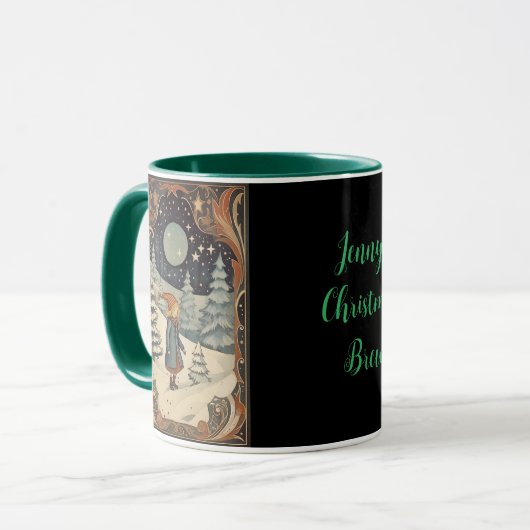 Mug Retro Noël Bygone Epoque de neige (Devant gauche)