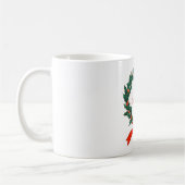 Mug Rétro Noël Holly Wreath avec initiales vacances (Gauche)