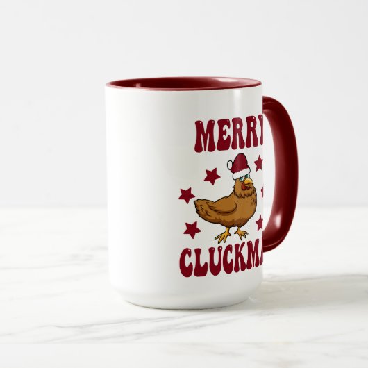 Mug Retro Noël Joyeux Cluckmas Drôle poulet (Devant droit)