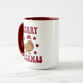 Mug Retro Noël Joyeux Cluckmas Drôle poulet (Devant gauche)