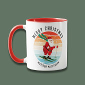 Mug Retro Noël Sunset Ski Père Noël Personnalisé