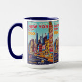 Mug Retro NYC Travel Art | Conception dynamique Skylin (Gauche)