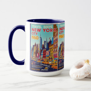 Mug Retro NYC Travel Art Conception dynamique Skylin