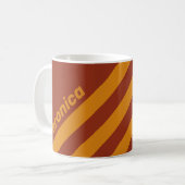 Mug Rétro Orange Rouille Trois Bandes avec Nom (Devant gauche)