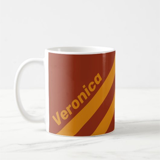 Mug Rétro Orange Rouille Trois Bandes avec Nom (Gauche)