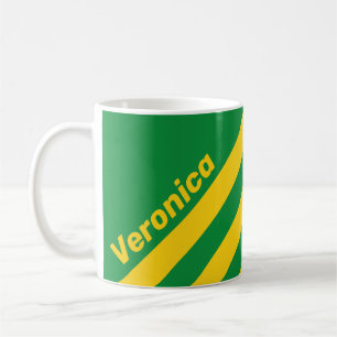 Mug Rétro Palmier Tropical Trois Bandes avec Nom
