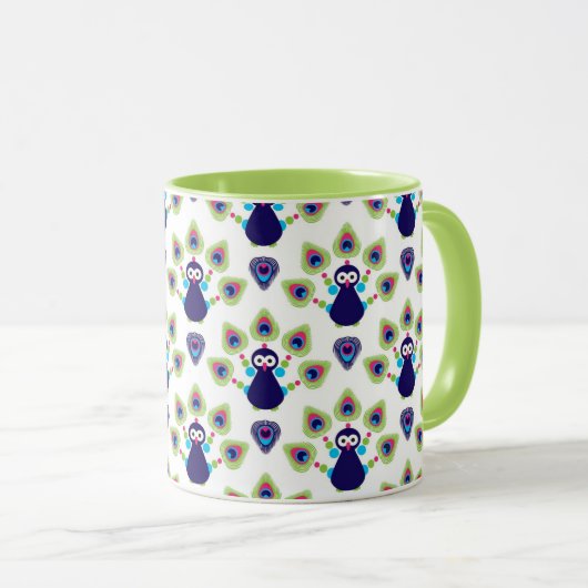 Mug rétro paon exotique de l'Inde (Devant droit)