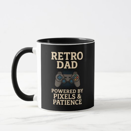 Mug Retro Papa Pixel Gamer Design (Gauche)