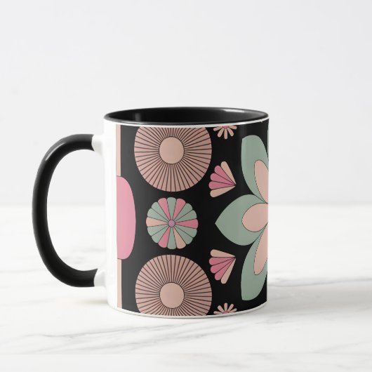 Mug Retro Pastel Floral Mandala Symmetry (Gauche)