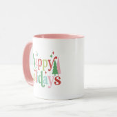 Mug Retro Pastel Joyeux Vacances (Devant gauche)