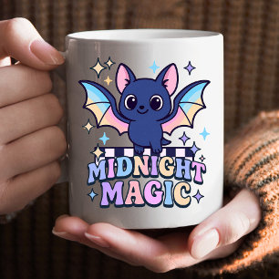Mug Retro Pastelcore Cute Halloween Bat & Checkerboard