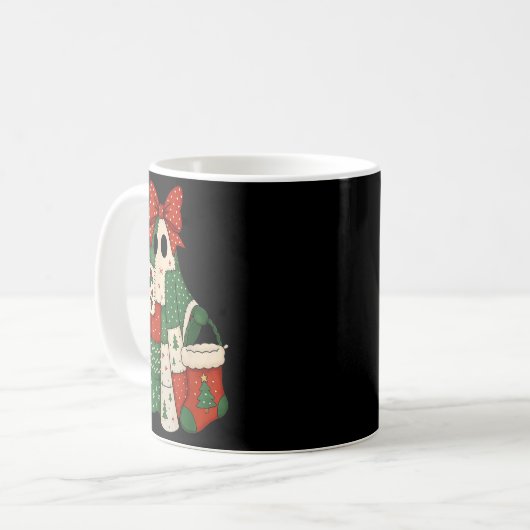 Mug Retro Patchwork Christmas Ghost Coquette Bow X-mas (Devant gauche)