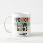 Mug Retro Peace LOVE Books Nom personnalisé (Gauche)