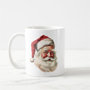 Mug Retro Père Noël Face avec joyeux voeux de Noël