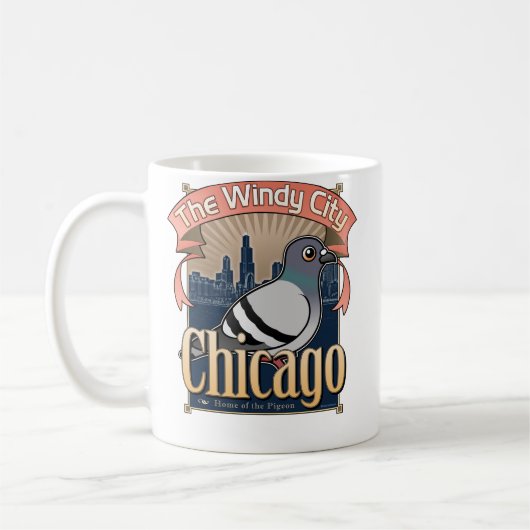Mug Rétro pigeon de Chicago (Gauche)