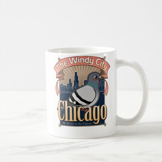 Mug Rétro pigeon de Chicago (Droite)
