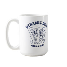 Retro Pizza and Soda "Dynamic Duo" Mascot  Vintage