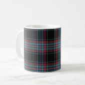 Mug Rétro plaid grunge noir et bleu (Devant gauche)