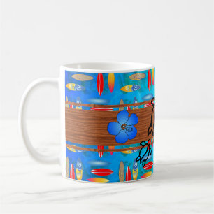 Mug Rétro planche de surf de Honu