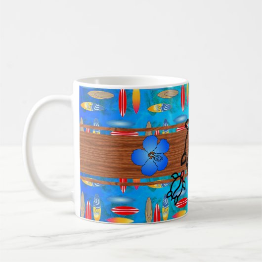 Mug Rétro planche de surf de Honu (Gauche)